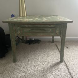 Distressed Solid Wood Table With Drawer