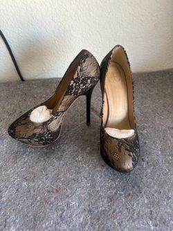 Black Lace Overlay Stiletto Pumps