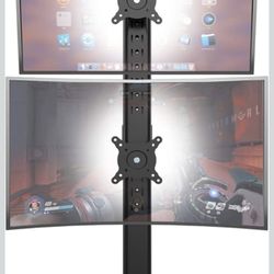 Soporte para Monitor Dual - Apilamiento Vertical de Pantalla, Elevador de Monitor Independiente para Dos Pantallas de 13 a 34 Pulgadas con Giro, Incli