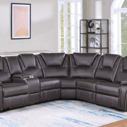 Sofá Secciónale Reclinable Eléctrico Color Café ‼️ En Especial Por Tiempo Limitado‼️