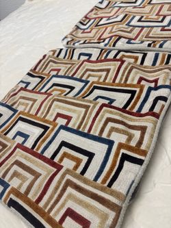 Two geometric mid century modern square textured throw pillow covers