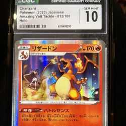 Pokemon 2020 Japanese Amazing Volt Tackle Charizard 012/100 Holo CGC 10 GEM MINT