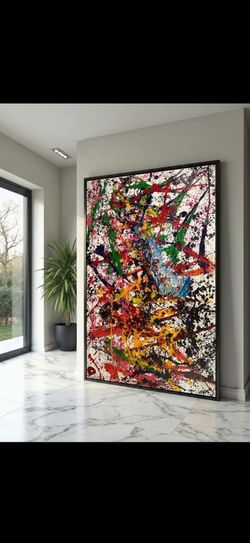 Custom Splatter Painting 36x48 On Gallery Canvas