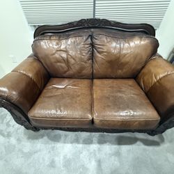 Brown Leather Loveseat
