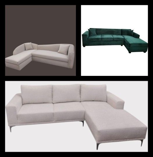 BRAND NEW 7X9FT AND 9X5.5FT SECTIONAL CHAISE COUCH, Cuttle White FABRIC