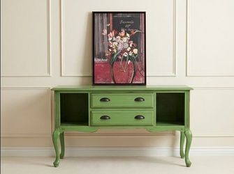 Distressed Green Farmhouse Console Table / Entryway Buffet