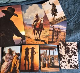 (14) Western Theme Cardstock Pictures- Unframed