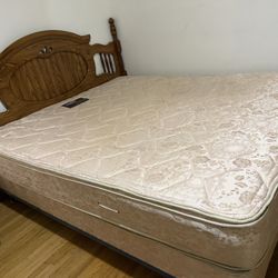 Cama Calking Cabecera 100% Madera, Base De Metal. Incluye Colchón 