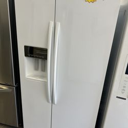 Side By Side White Whirlpool Refrigerator 