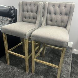 4  Sturdy Gray High back Island or Bar Stools