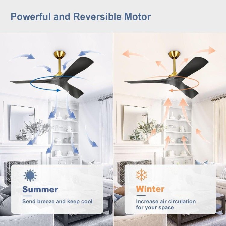 Modern Ceiling Fan with Remote: Black and Gold Ceiling Fans