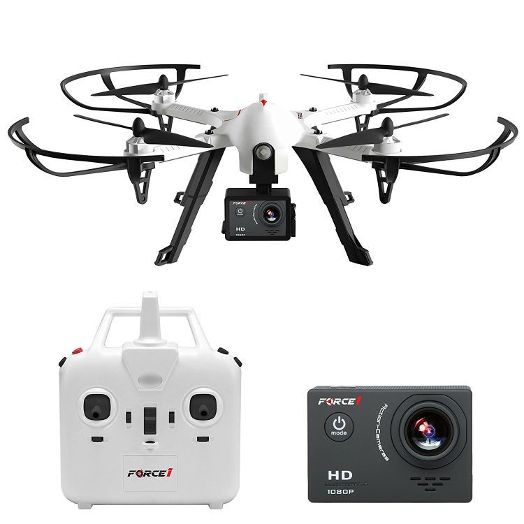 Force1 F100 Ghost Drone with Camera - 1080p Remote Control Brushless Drones w/ Video Camera Mount & Extra Battery – Long Range RC Quadcopter Drone