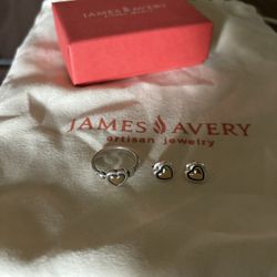 JAMES AVERY STERLING SILVER AND 14K GOLD TRUE HEART EARRINGS/RING