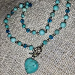 Turquoise Heart Pendant Necklace 
