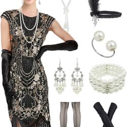 Great gatsby outfit and accesories (1920s costume), Size Small