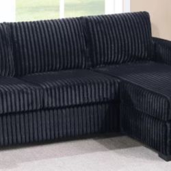 Brand New Black Corduroy Sectional Sofa
