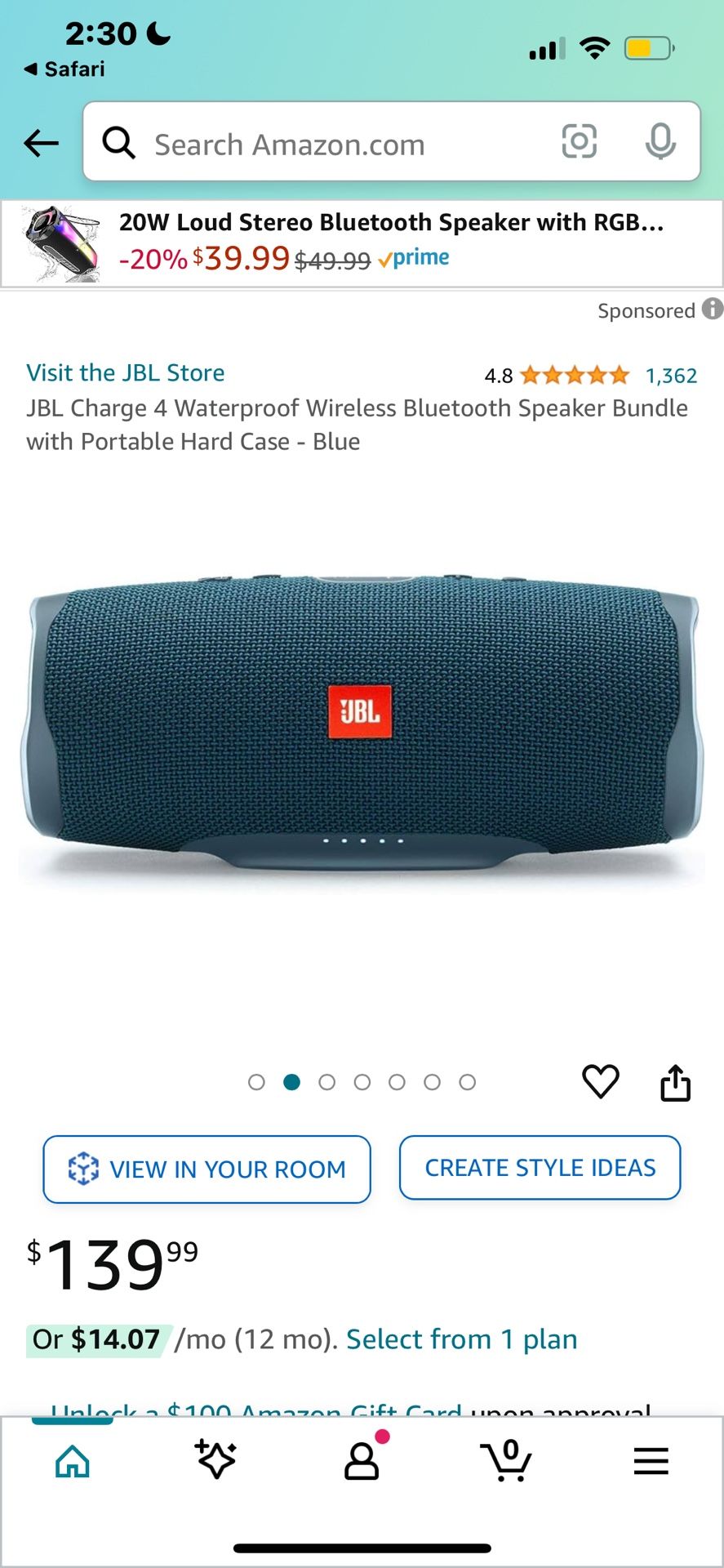 JBL Charge 4 Waterproof Wireless Bluetooth Speaker 