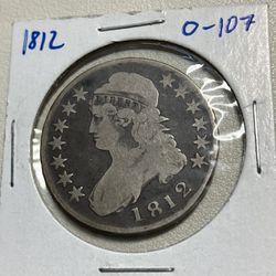 1812 Capped Bust Silver Half Dollar Key Date ! 