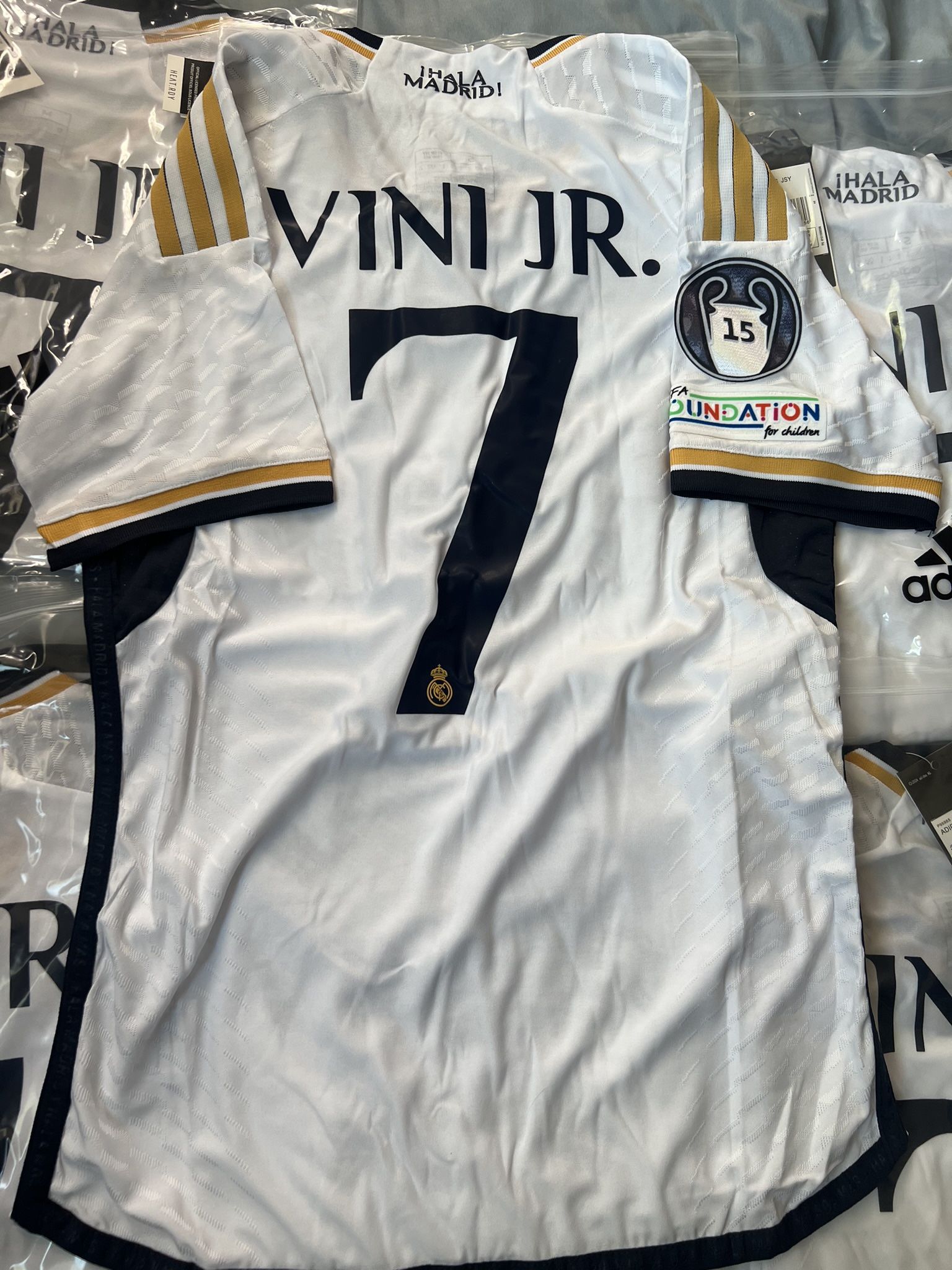 Vini jr player version Soccer fútbol Real Madrid Vini jr #7 gray set Mbappe #9 Orange set kids Bellingham #5 set player version sizes playera best qu