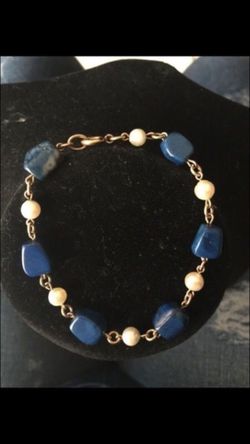 10K Gold plated bracelet with stones and pearls $15