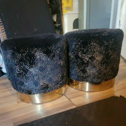 Really Nice Black & Gold Ottomans Chairs & Footrest