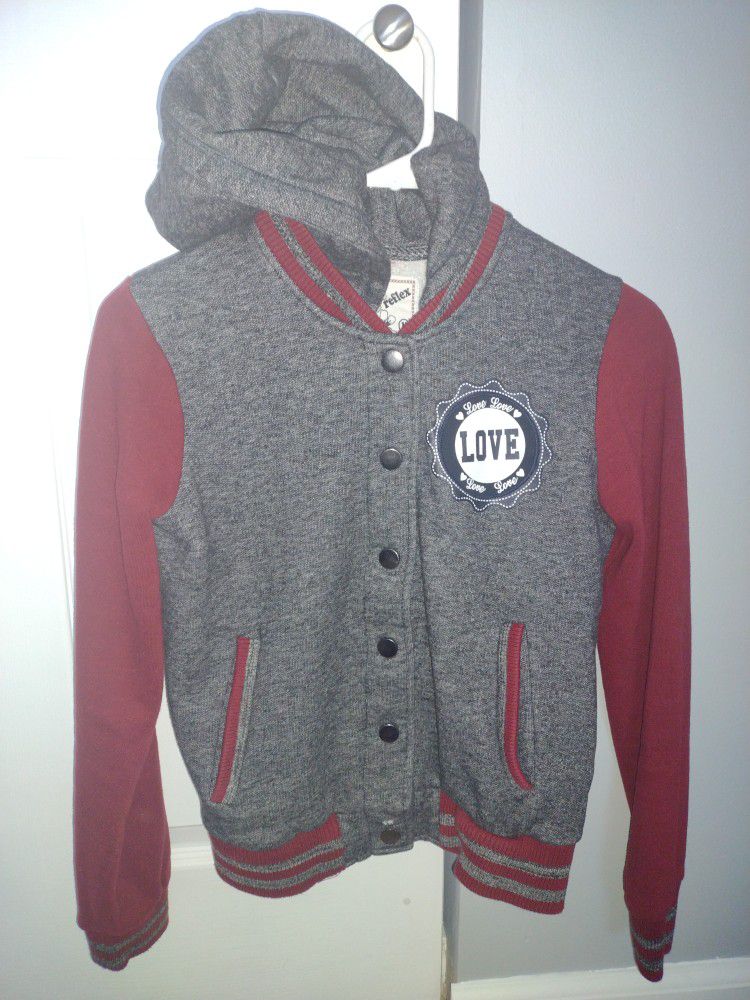 New-Cute Ladie's Button Up Hooded Sweatshirt