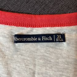 XS Abercrombie & Fitch Red And White Baseball Tee 3/4 Sleeve Shirt Top 