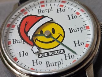 Vintage 1995 Joe Boxer Watch Ho Ho Burp Christmas Santa Smiley Face WORKING New Battery wrist