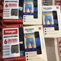 Small Boxers, Wrangler, Brand, And Gildan Brand Or All For $40