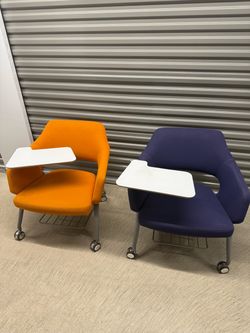 Tablet Arm Chairs on Casters – Set of 2