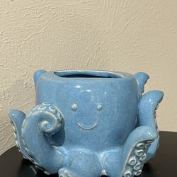 Blue Ceramic Octopus Planter