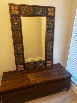 Decorative Framed Wall Mirror and chest