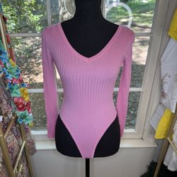 Fashion nova Off The Shoulder V-neck Sweater Bodysuit Size Small
