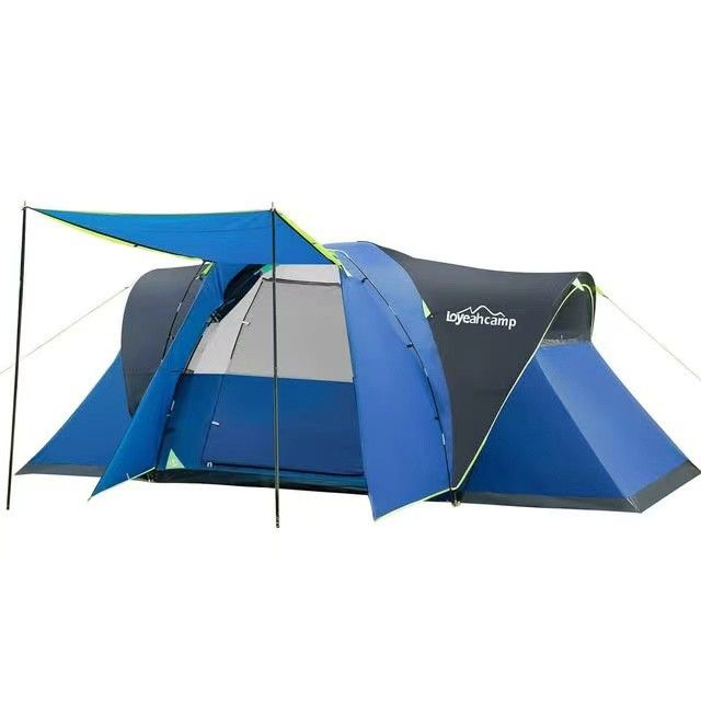 8 Person Larger Extended Dome Camping Tent with 3 Rooms, Waterproof Semi-Freestanding Family Outdoor