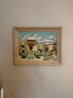 Vintage Shangri La “The Lost City” Oil Painting