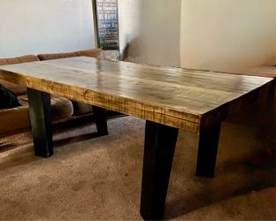 Rustic Wood Dining Table with Black Legs