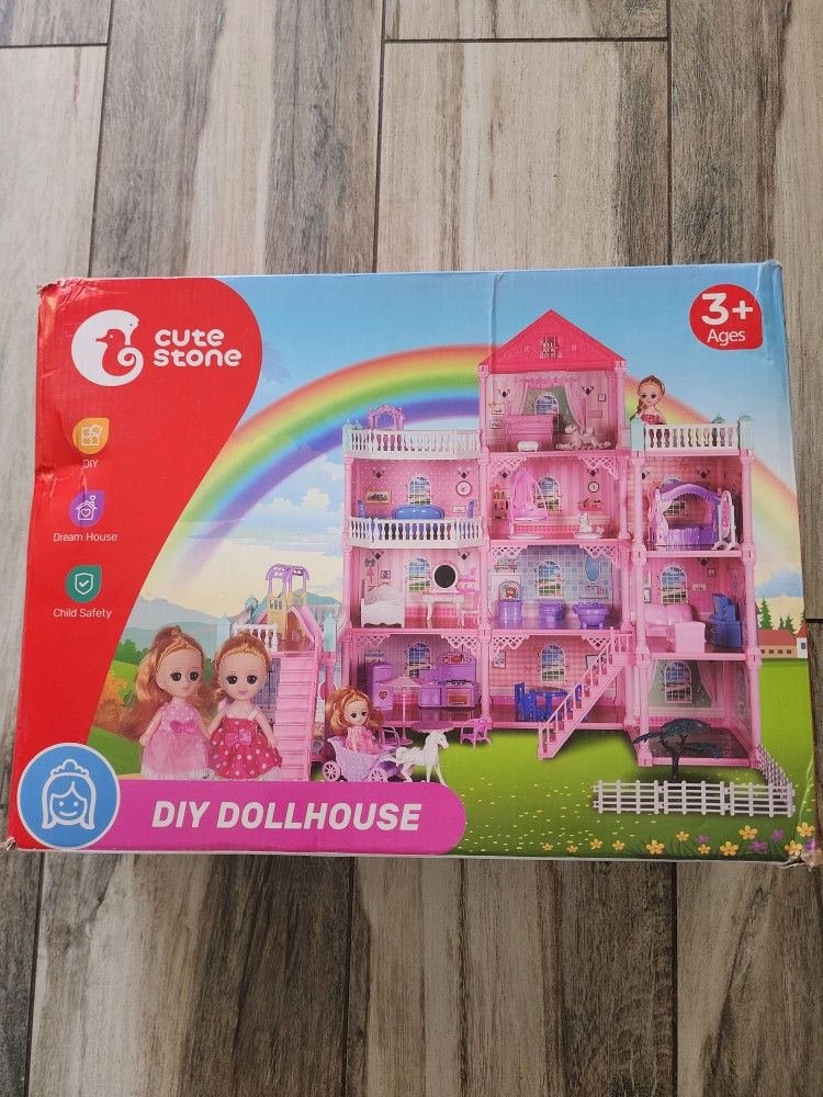 Huge Doll House Dollhouse with Light, Gift for Girls