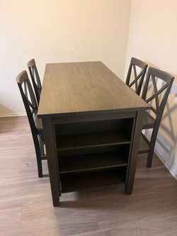Grey wooden dining table