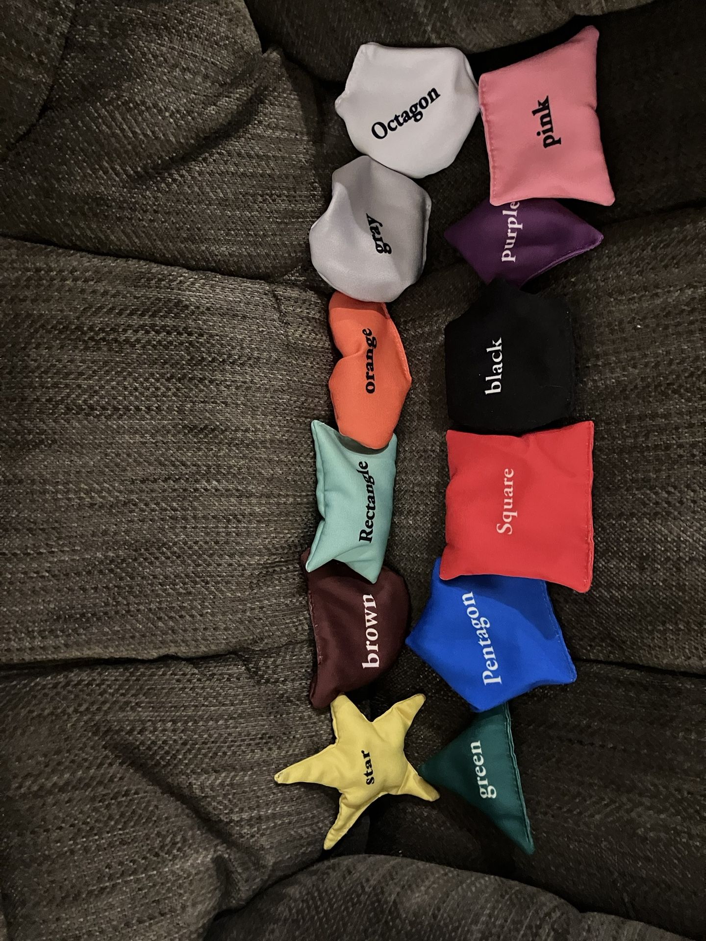 12 Name Shape Color Bean Bags