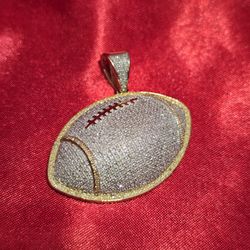10k Yellow Gold Diamond FootBall Sports Pendant 1.50 ctw 