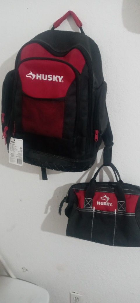 Husky Jobsite Backpack, Comes With Husky 12 Inch Contractor’s Multi-Purpose Water-Resistant Tool Bag
