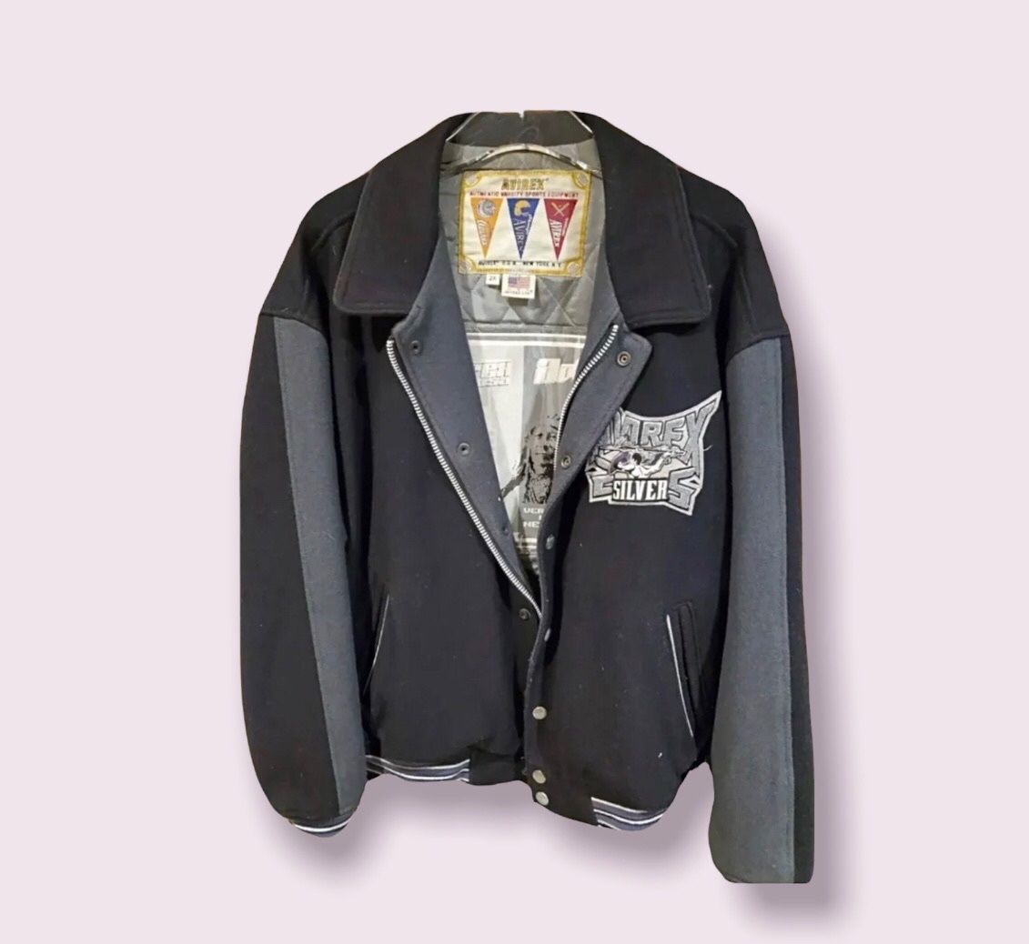 Vintage 90s Avirex Wool Jacket: Size 2XL (27 x 29) Black & Grey