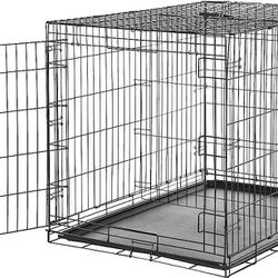 Metal Wire Dog Crate with Tray, Single Door, 42 x 28 x 30 Inches, Black
