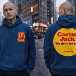 〽️Travis Scott x McDonald's Cactus Jack Sticker Hoodie Legion Blue Size Extra Large〽️