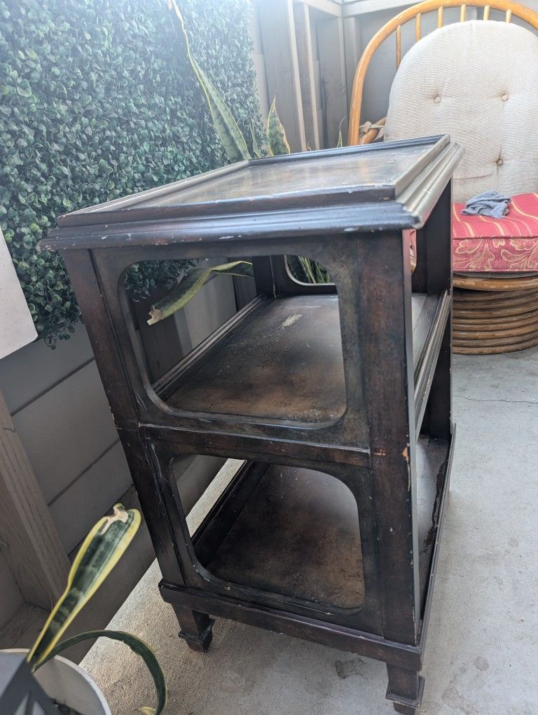Solid Wood End Table Dark Brown