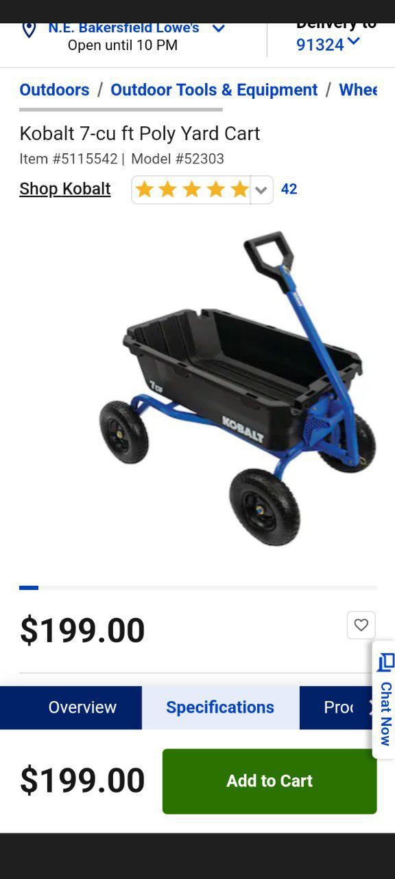 Kobalt 7-Cu.ft. Poly Yard Cart With Dump