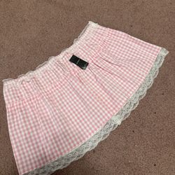 New xl pink ginghams  short mini ruffle Lolita alt emo cottage core festival