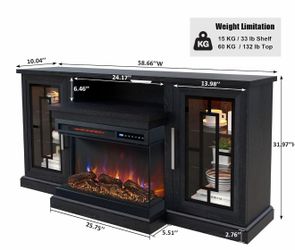 Electric Fireplace TV Stand with Storage Cabinets – Like New