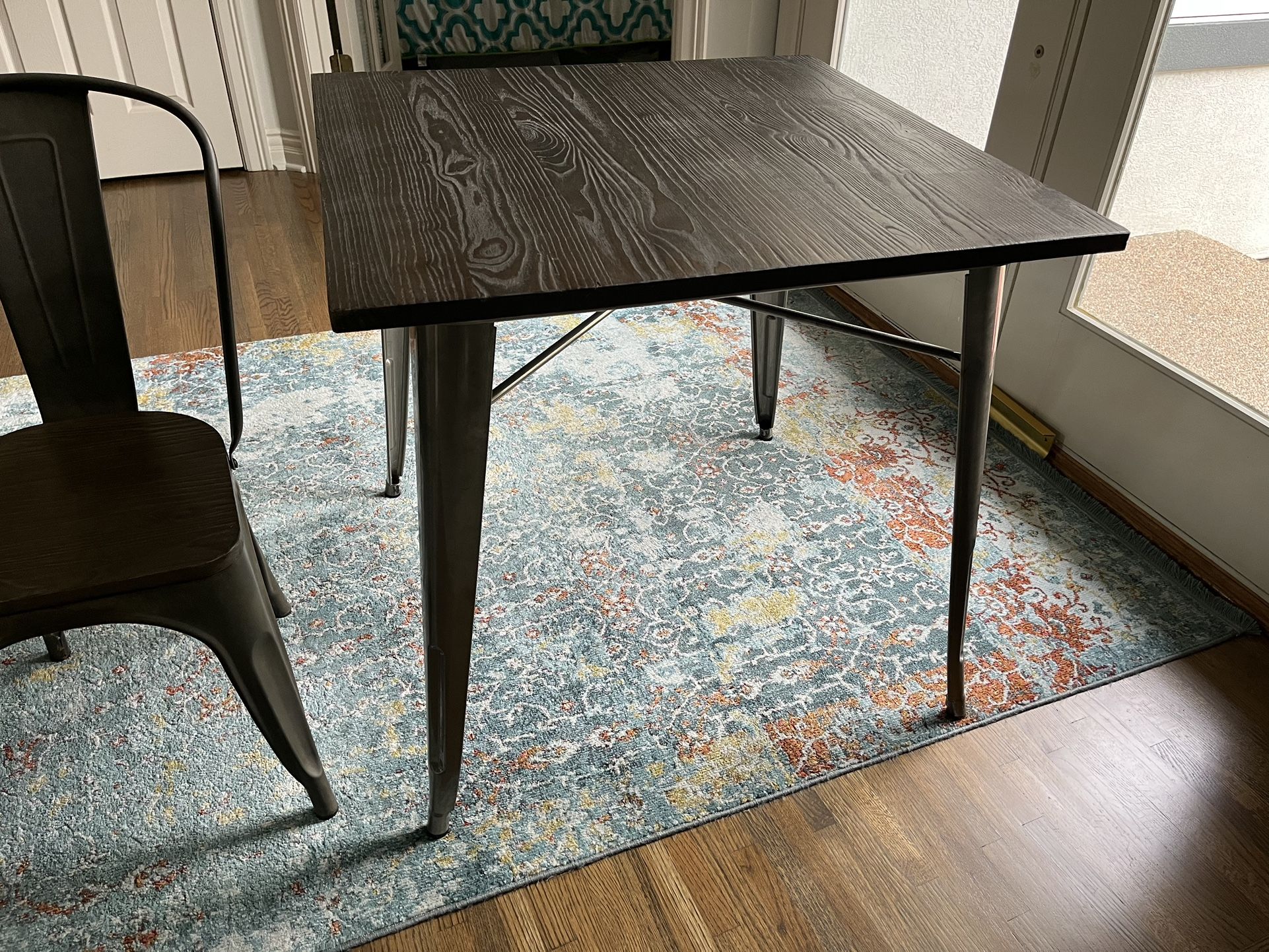 Modern Wood And Metal Kitchen / Dining Table - LNew!