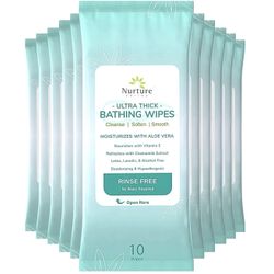 Ultra Thick Rinse Free No Shower Bathing Wipes (12 pack) | 120 Extra Large Adult